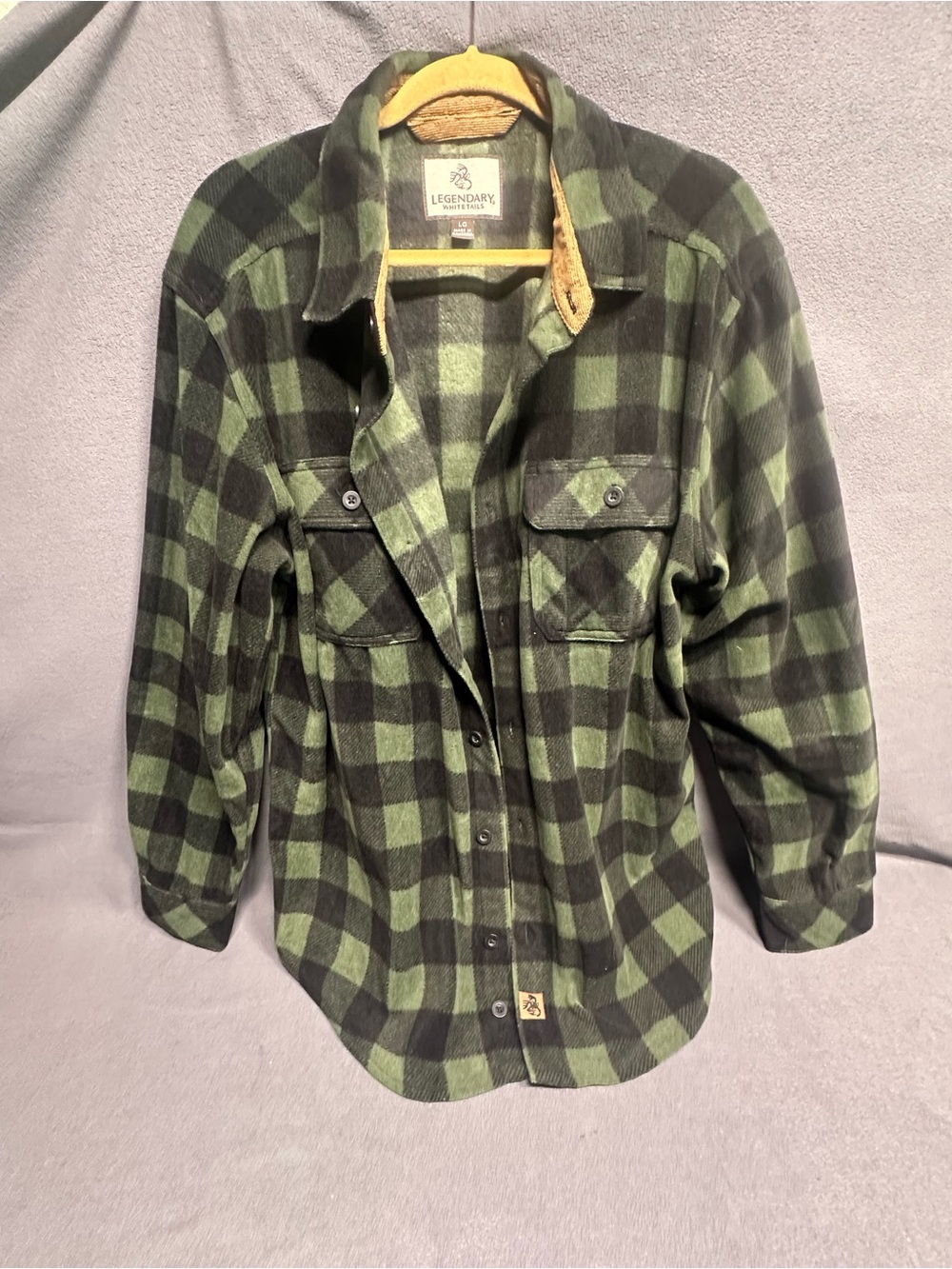 Legendary Whitetails Green and Black Plaid Button-Down Shirt